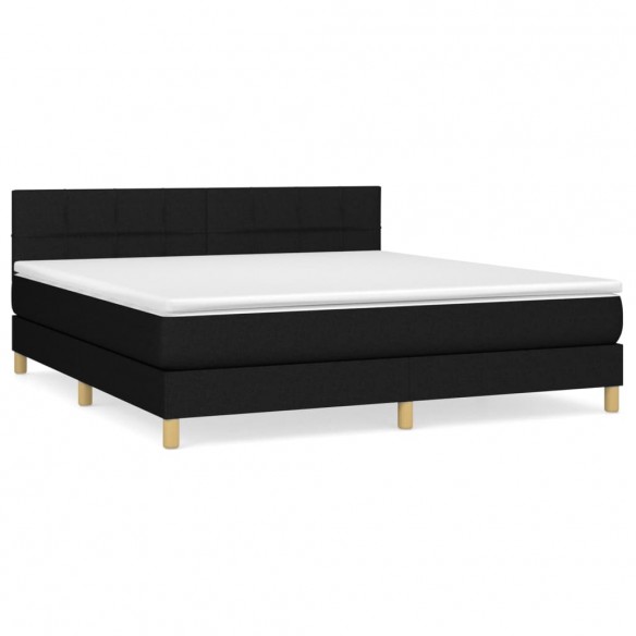 Cadre de lit avec matelas Noir 180x200 cm Tissu