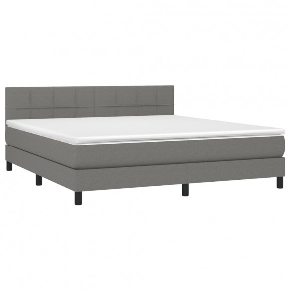 Cadre de lit avec matelas Gris foncé 180x200cm Tissu