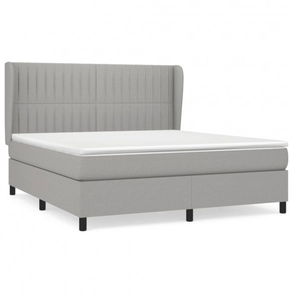 Sommier à lattes de lit avec matelas Gris clair 180x200cm Tissu