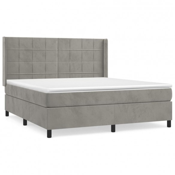 Cadre de lit et matelas Gris clair 180x200cm Velours