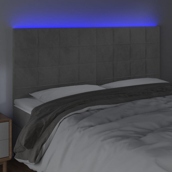 Tête de lit à LED Gris clair 180x5x118/128 cm Velours