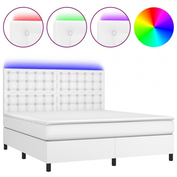 Sommier à lattes de lit avec matelas et LED Blanc 180x200 cm