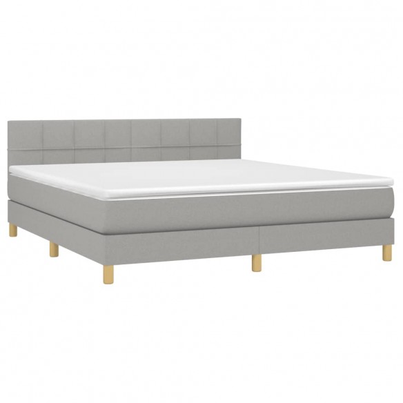 Cadre de lit et matelas et LED Gris clair 180x200 cm