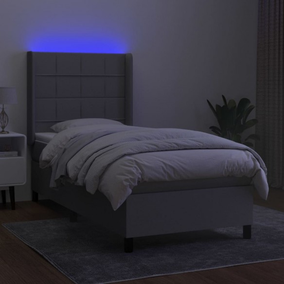 Cadre de lit matelas LED Gris clair 90x200cm Tissu