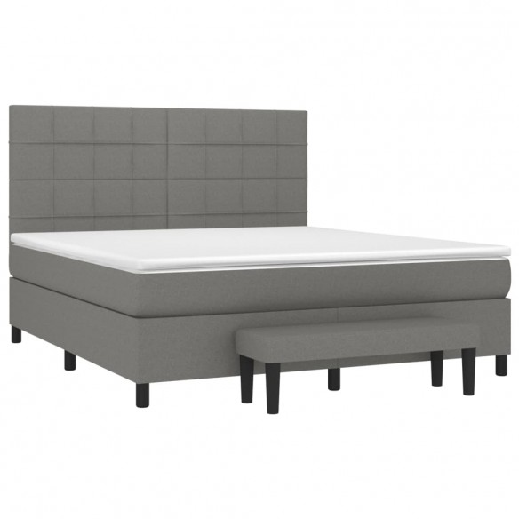 Cadre de lit avec matelas Gris foncé 180x200cm Tissu