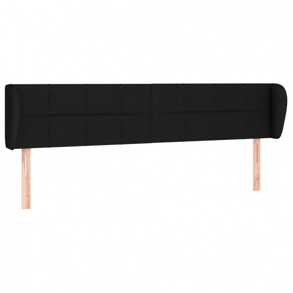 Tête de lit avec oreilles Noir 203x23x78/88 cm Tissu