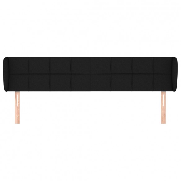 Tête de lit avec oreilles Noir 203x23x78/88 cm Tissu