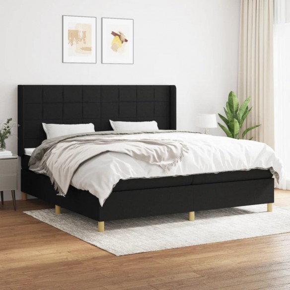 Cadre de lit avec matelas Noir 200x200 cm Tissu