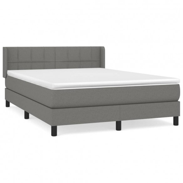 Sommier à lattes de lit avec matelas Gris foncé 140x190cm Tissu