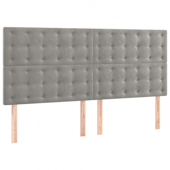 Cadre de lit et matelas Gris clair 200x200cm Velours