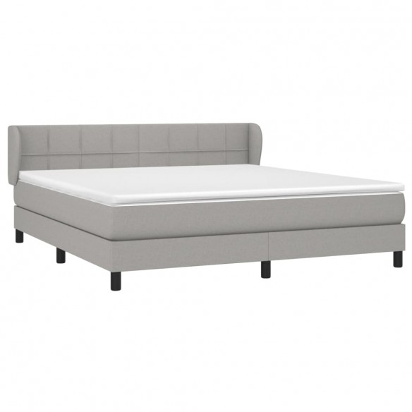 Cadre de lit avec matelas Gris clair 180x200cm Tissu