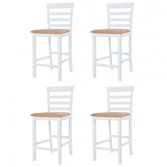 Table et chaises de bar 5 pcs Bois massif Marron et blanc