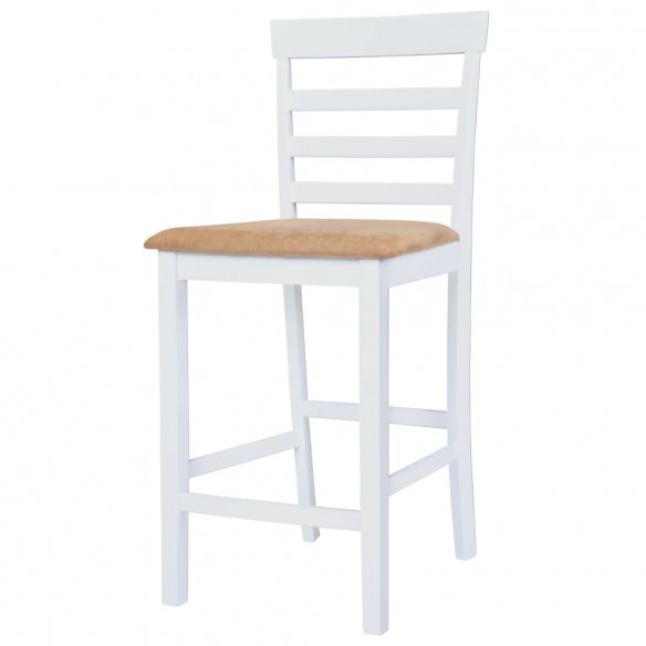 Table et chaises de bar 5 pcs Bois massif Marron et blanc