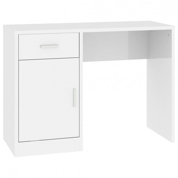 Bureau avec tiroir et armoire Blanc brillant 100x40x73 cm