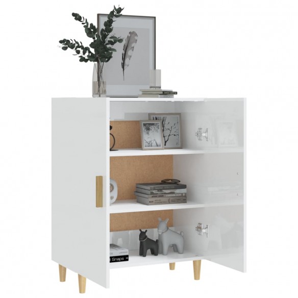 Buffet Blanc brillant 70x34x90 cm Bois d'ingénierie