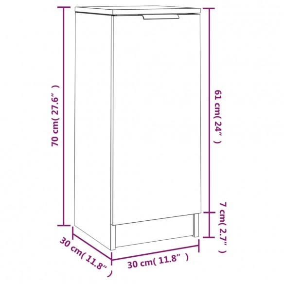 Buffet Gris béton 30x30x70 cm Bois d'ingénierie