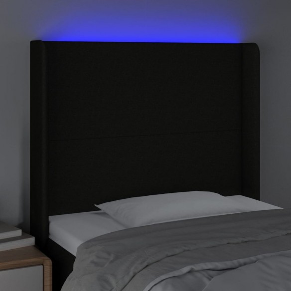 Tête de lit à LED Noir 93x16x118/128 cm Tissu