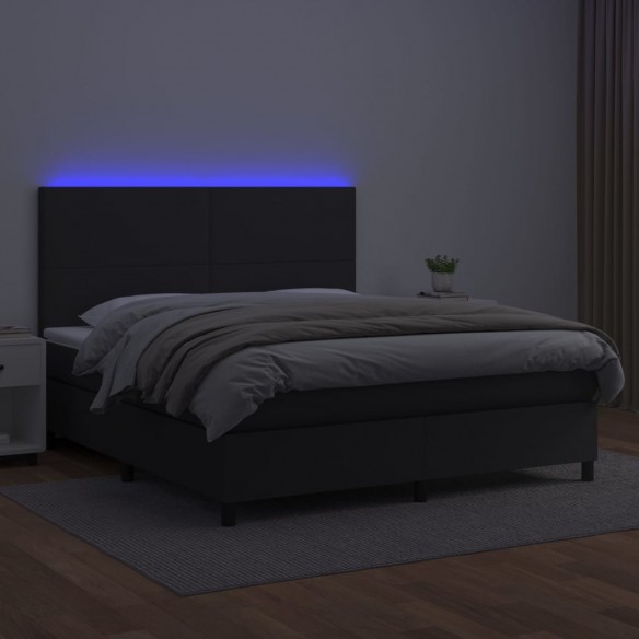 Sommier à lattes de lit avec matelas et LED Noir 180x200 cm