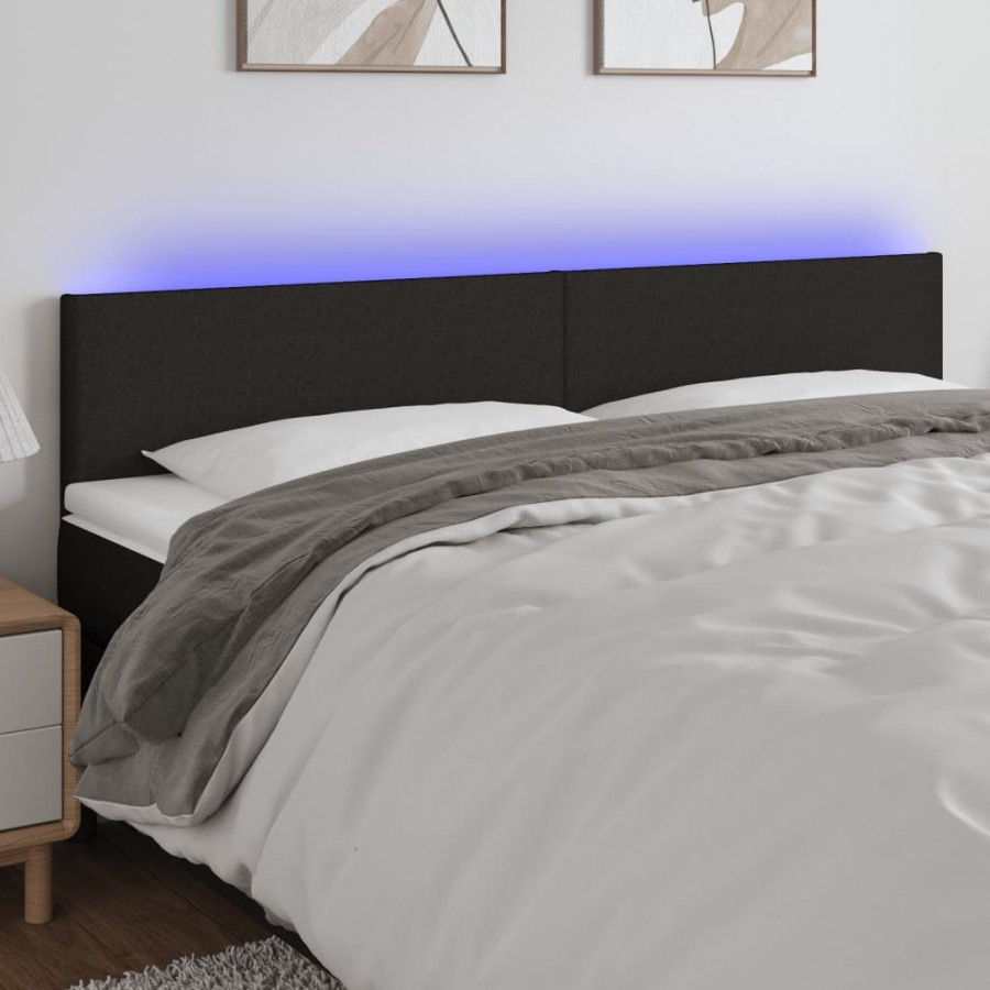 Tête de lit à LED Noir 180x5x78/88 cm Tissu