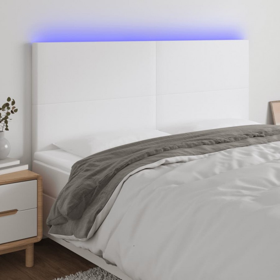 Tête de lit à LED Blanc 180x5x118/128 cm Similicuir