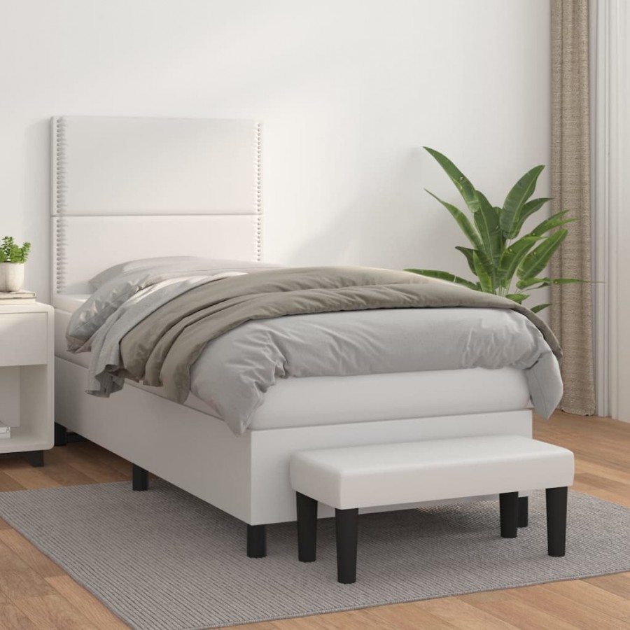 Cadre de lit avec matelas Blanc 90x200 cm Similicuir