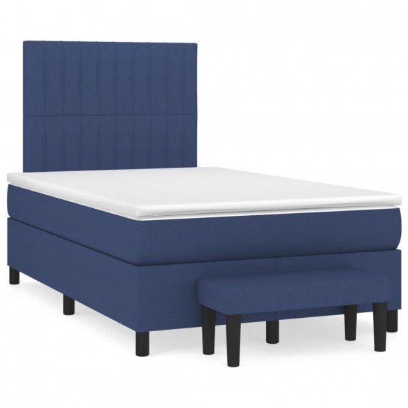 Cadre de lit avec matelas Bleu 120x200 cm Tissu