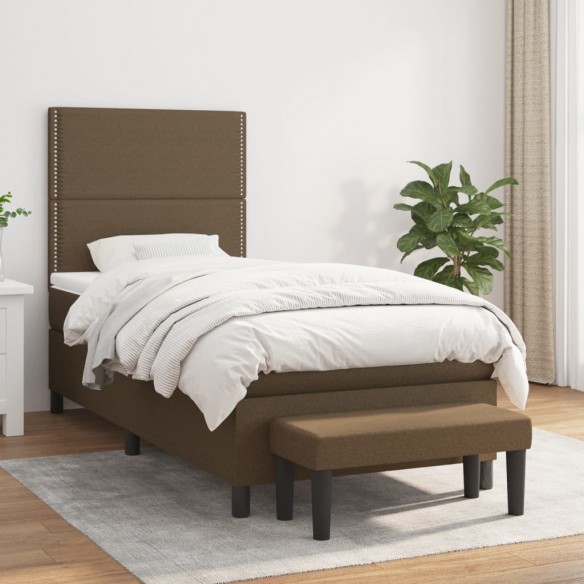 Cadre de lit avec matelas Marron foncé 90x200 cm