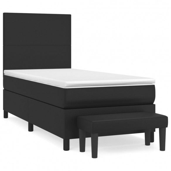 Sommier à lattes de lit avec matelas Noir 80x200cm Similicuir