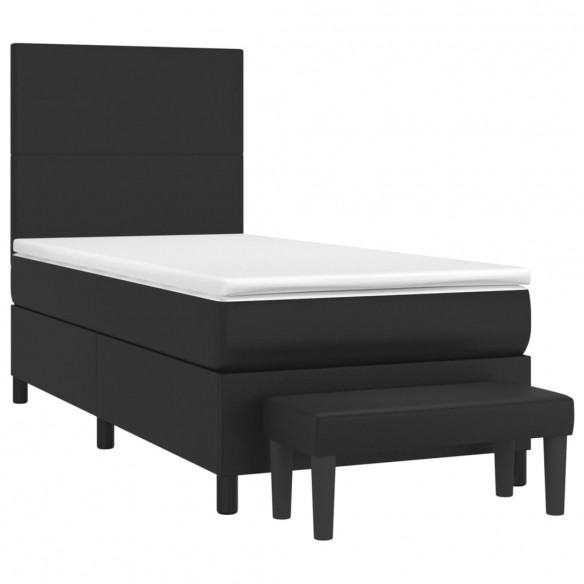 Sommier à lattes de lit avec matelas Noir 80x200cm Similicuir