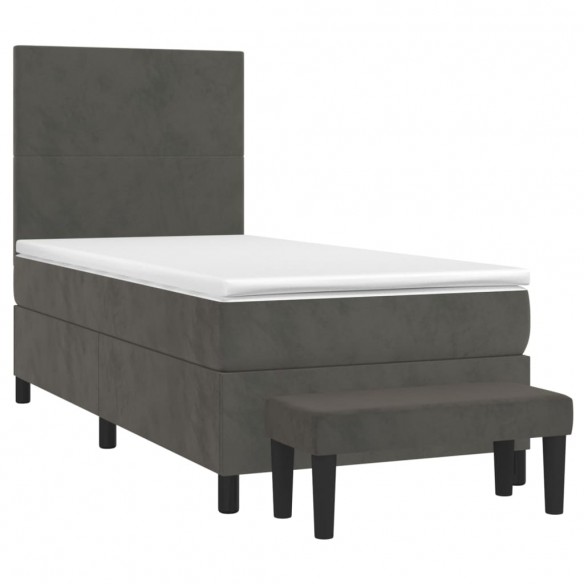 Cadre de lit avec matelas Gris foncé 100x200 cm