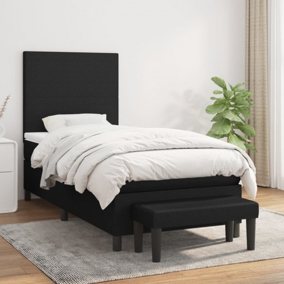 Cadre de lit avec matelas Noir 100x200 cm Tissu