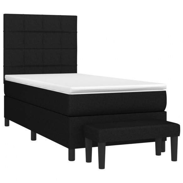 Cadre de lit avec matelas Noir 90x190 cm Tissu