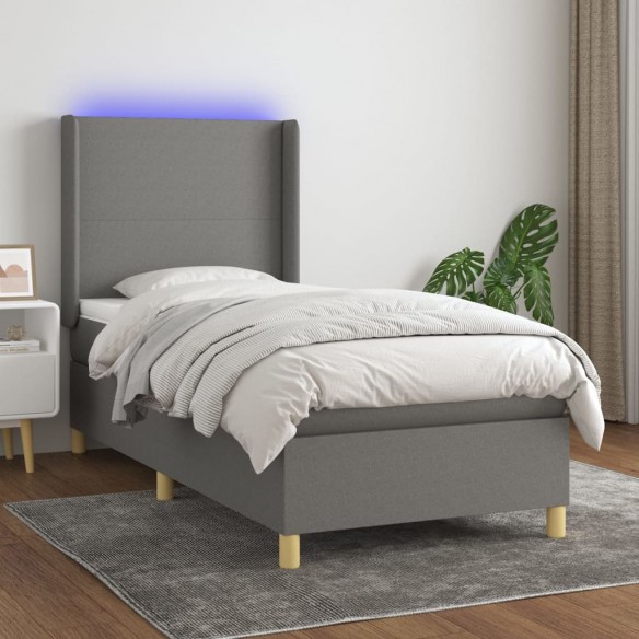 Sommier à lattes de lit matelas LED Gris foncé 80x200cm Tissu