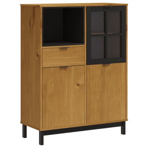 Buffet avec porte vitrée FLAM 92x40x122,5 cm bois massif de pin