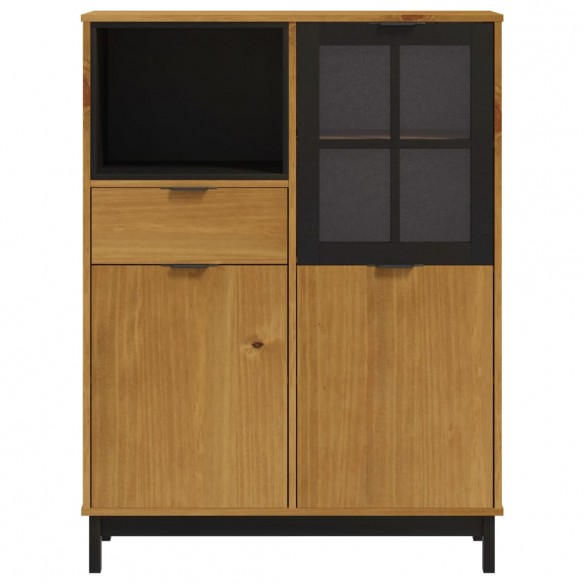 Buffet avec porte vitrée FLAM 92x40x122,5 cm bois massif de pin