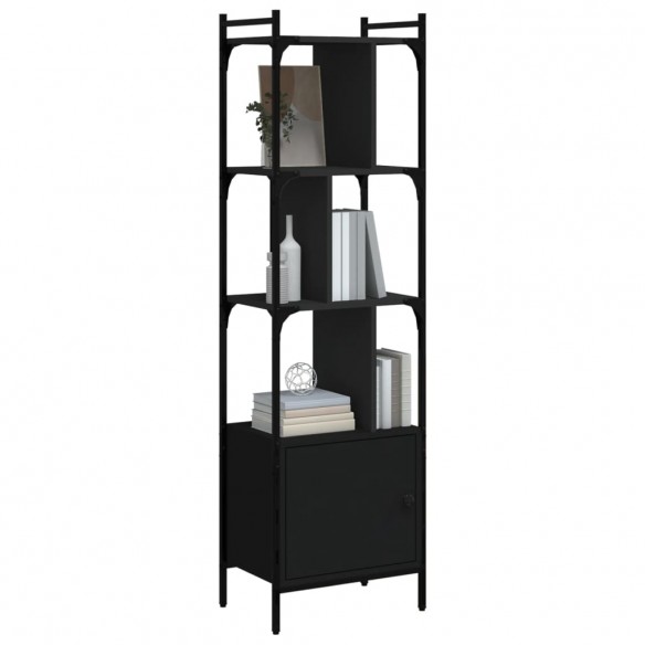 Bibliothèque avec porte noir 44,5x30x154,5 cm bois d'ingénierie