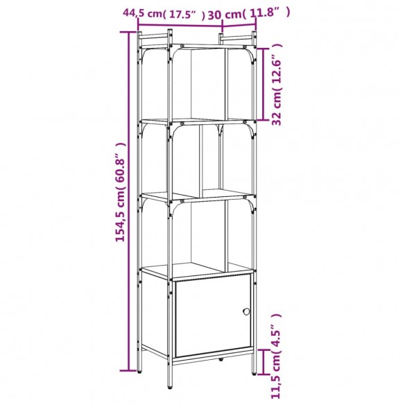 Bibliothèque avec porte noir 44,5x30x154,5 cm bois d'ingénierie