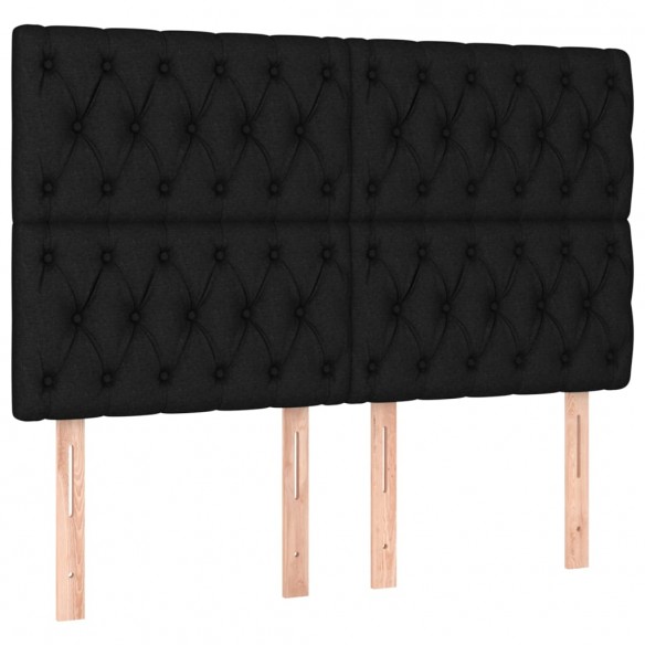 Tête de lit à LED Noir 160x7x118/128 cm Tissu