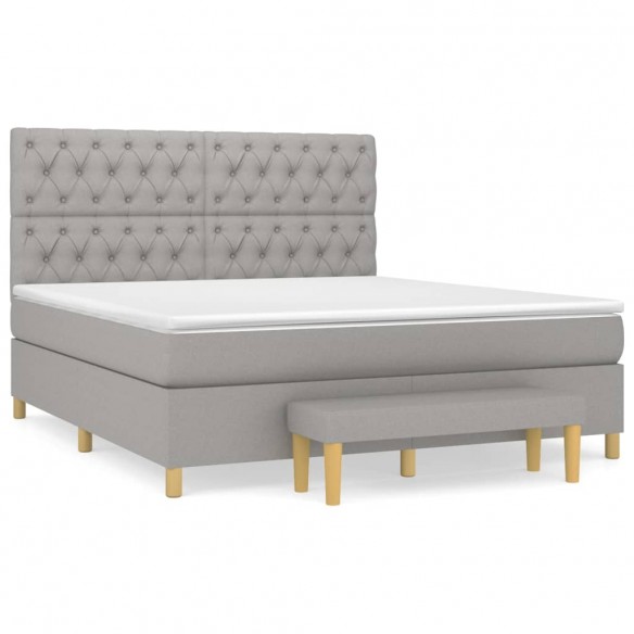 Cadre de lit avec matelas Gris clair 160x200cm Tissu