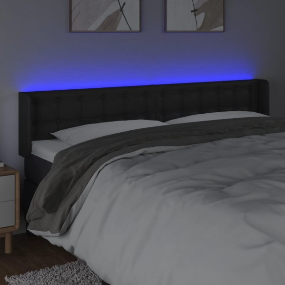 Tête de lit à LED Noir 183x16x78/88 cm Similicuir