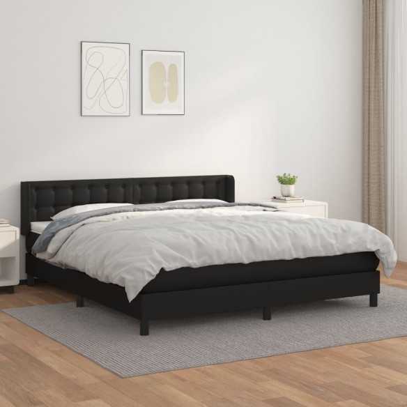 Cadre de lit avec matelas Noir 180x200 cm Similicuir