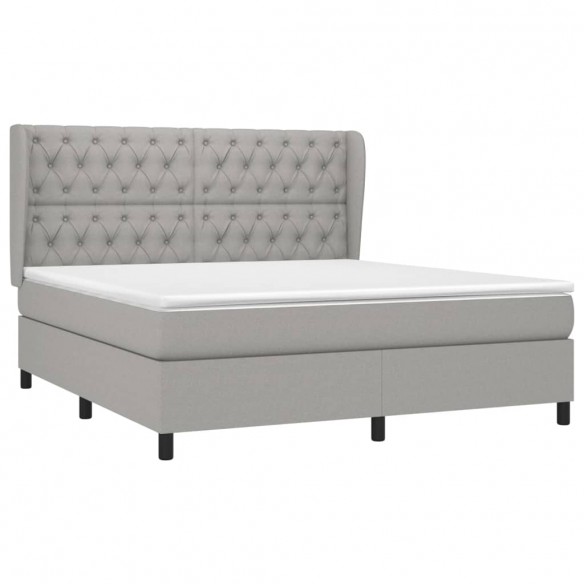 Cadre de lit avec matelas Gris clair 160x200cm Tissu