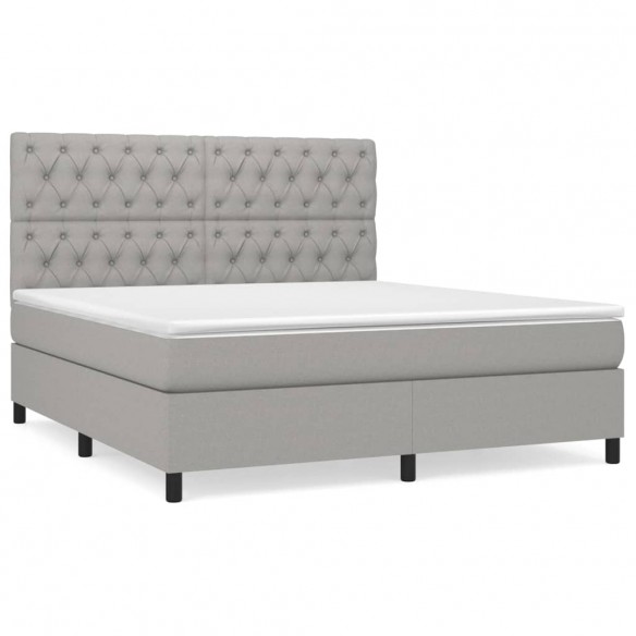 Cadre de lit avec matelas Gris clair 160x200cm Tissu