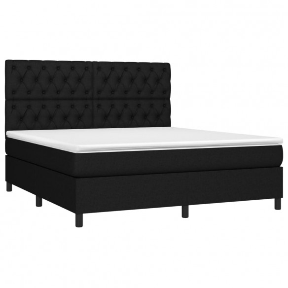 Cadre de lit avec matelas Noir 160x200 cm Tissu