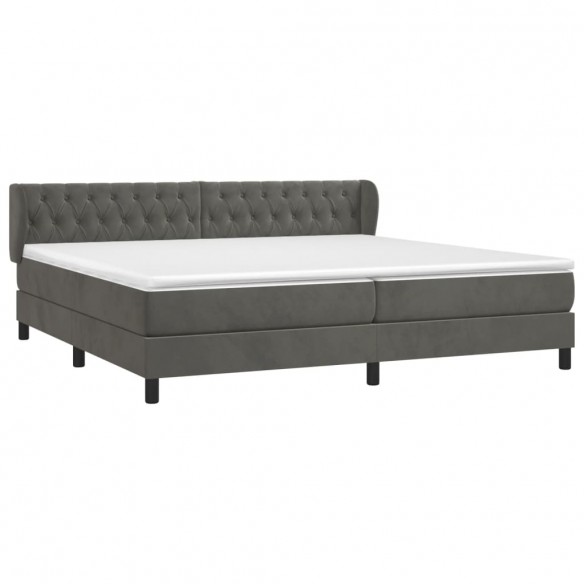 Cadre de lit et matelas Gris foncé 200x200cm Velours