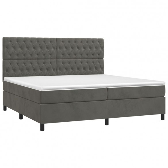 Cadre de lit matelas et LED Gris foncé 200x200 cm