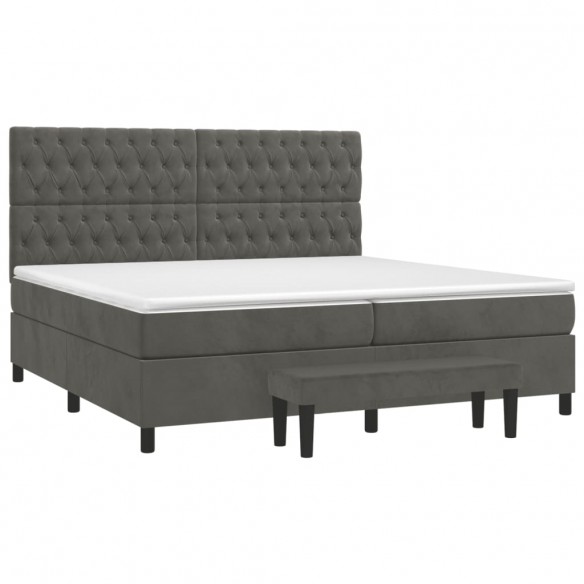 Cadre de lit et matelas Gris foncé 200x200cm Velours