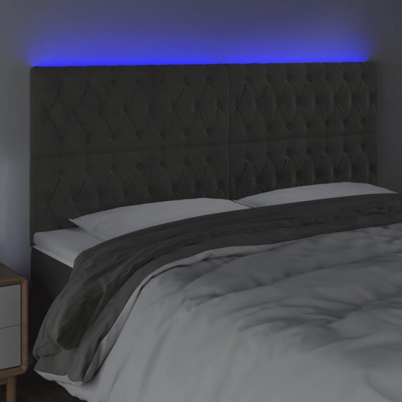 Tête de lit à LED Gris foncé 200x7x118/128 cm Velours