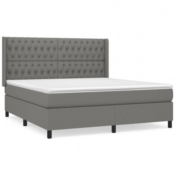 Cadre de lit avec matelas Gris foncé 180x200cm Tissu