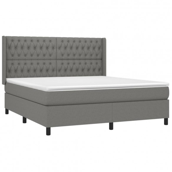 Cadre de lit avec matelas Gris foncé 180x200cm Tissu